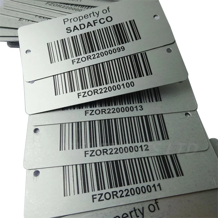 Equipment Barcodes Tracking ID Nameplate Inventory Marking Metal QR Labels Fixed Asset Tags