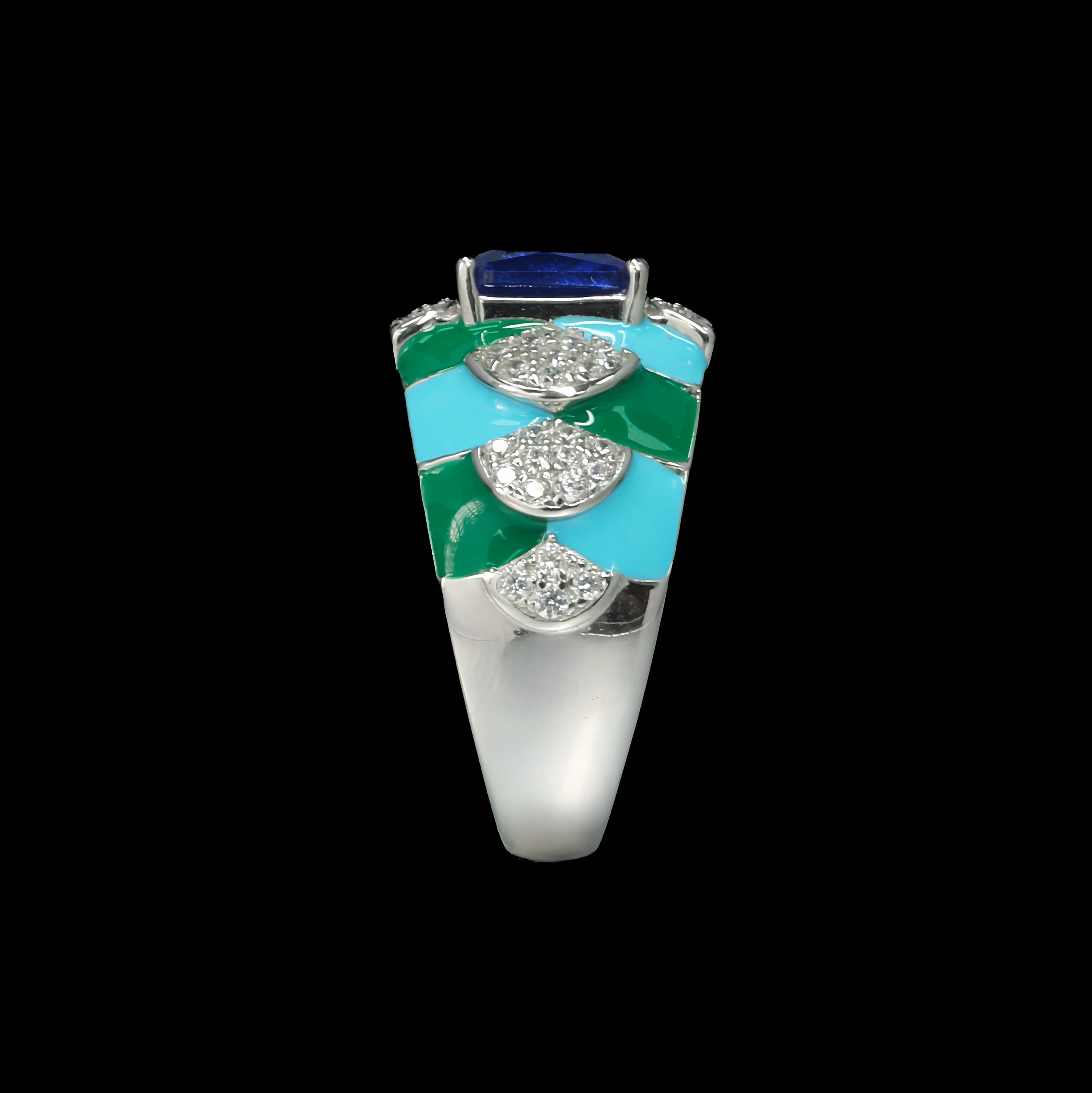 MUSHAN Jewelry Factory High Quality 925 Sterling Silver Ring with 5A Blue High Carbon Diamond Fine Jewelry Fashion Women Rings
