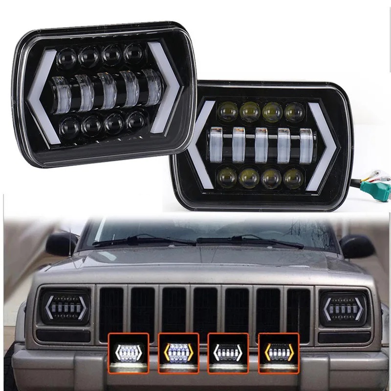 7 Inch Rectangular LED Headlight for Toyota Hilux Land Cruiser 80 ...