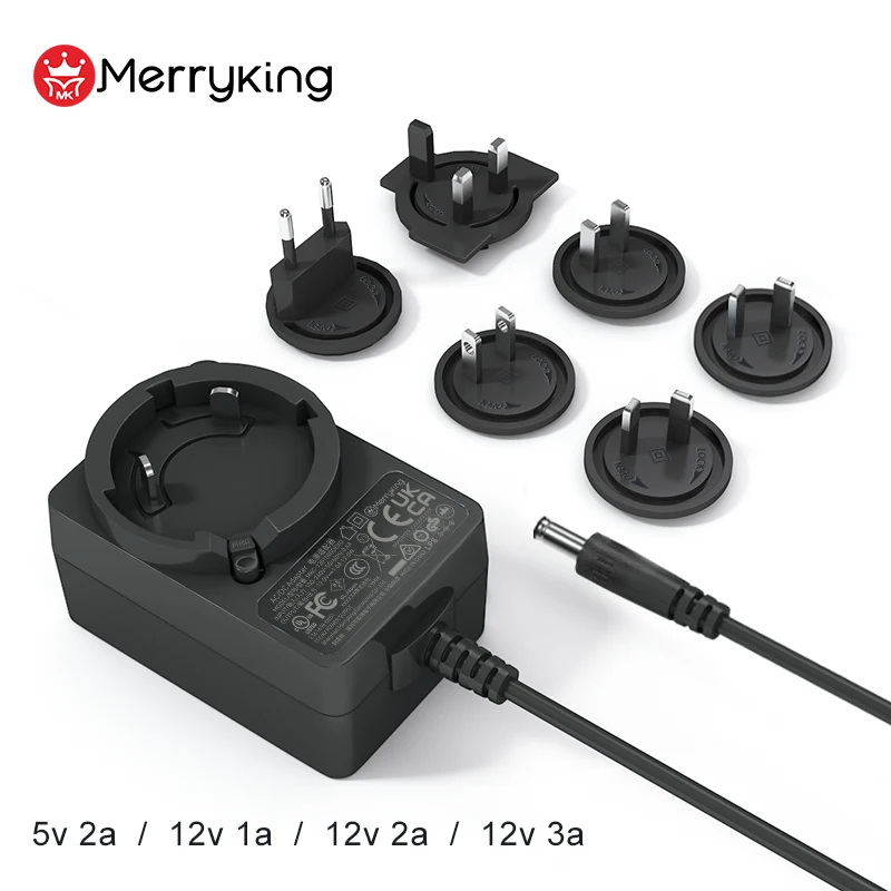 Interchangeable plug 12V 1A Power Supply Adapter