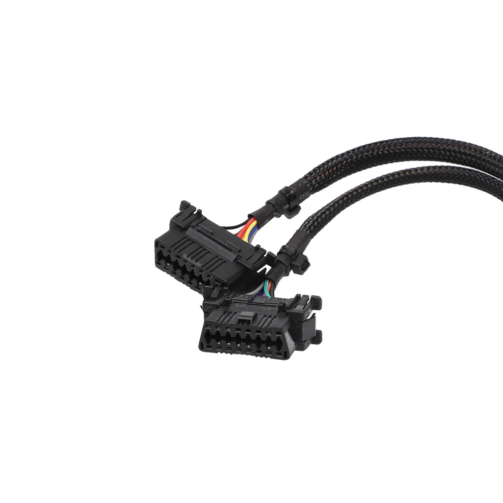 product military grade 30cm obd obd2 j1962 16 pin male female connector 1 to 2 splitter extension cable-4