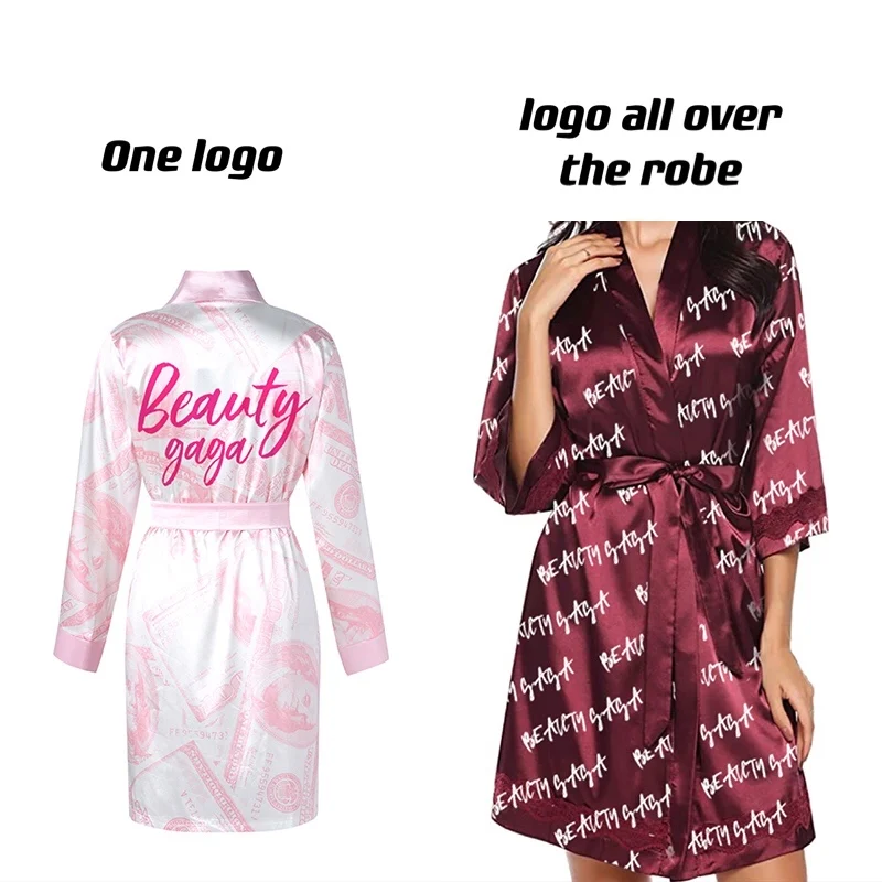 Factory Wholesale Custom Silk Satin Robes Women One Size Robes Sleeping