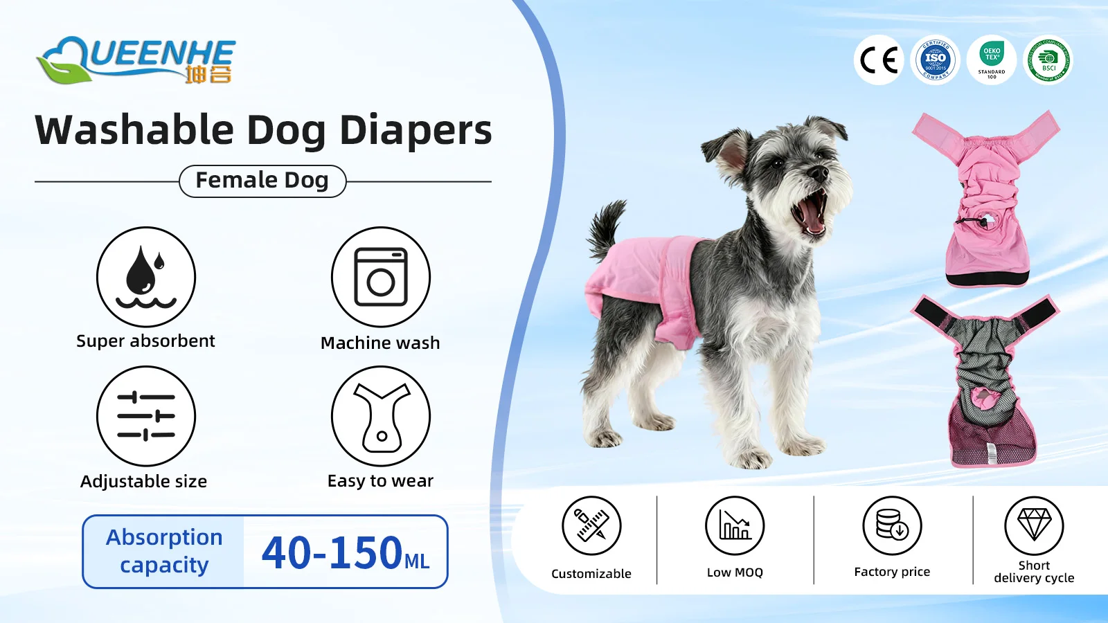 Wholesale Washable Reusable Premium Female Dog Diapers - product detail 1