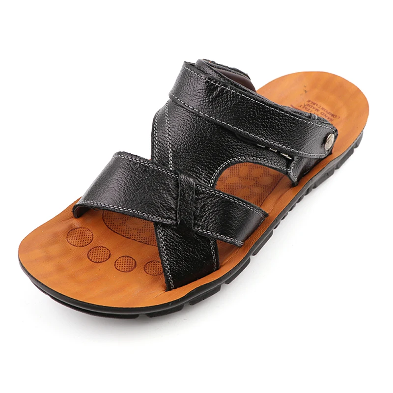 mens leather scuff slippers