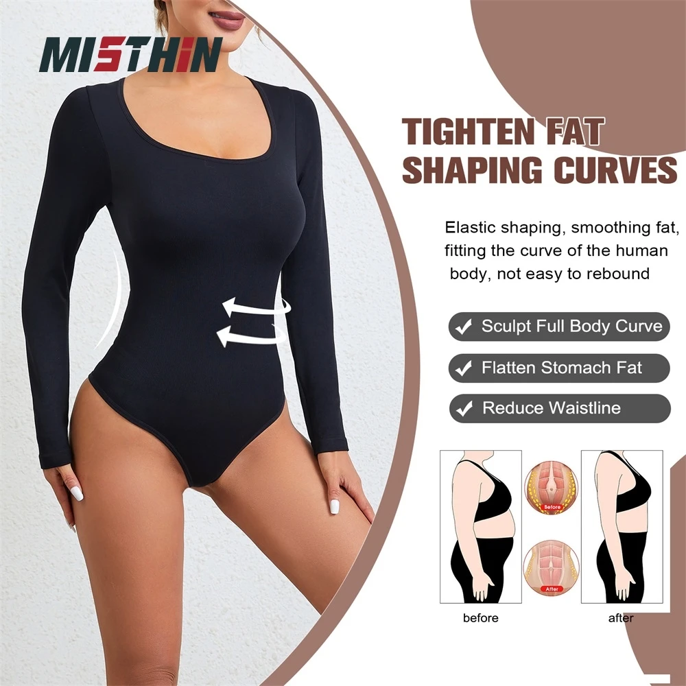 Wholesale Seamless Gym Women Long Sleeved Thong Panties Tummy Control Bodysuit Underwear Waist Trainer Shapewear Shaper supplier