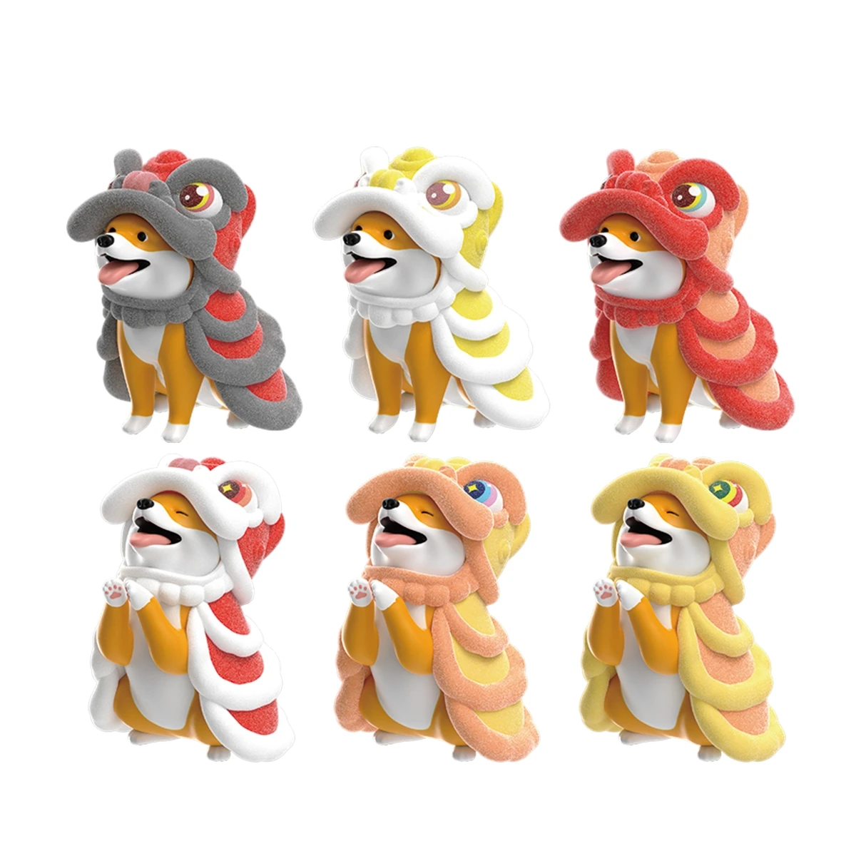 DOZIYU OCEAN SKY Sendiri Tarian Singa Anak Anjing Fuduo 100 mm Mainan Kapsul Haiwan Plastik Mainan Gacha