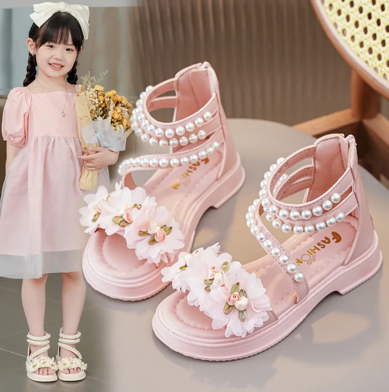 Cute Princess Sandals for Big Children Soft Sole, Open Toe