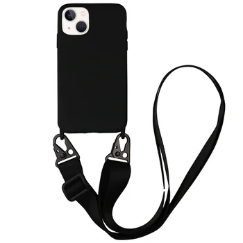 NEW Neck Sling Cell Phone Strap Cover for iPhone 16 15 14 Pro Max Liquid Silicone Custom Phone Case for iPhone 13 12 11