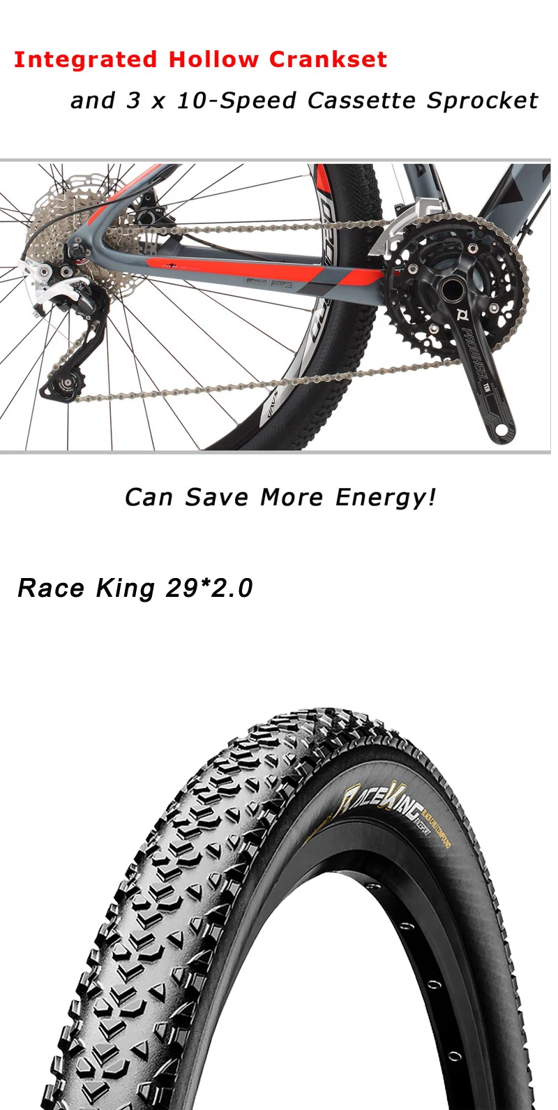 Hydraulic Disc Brake Carbon Mtb Bikes 12.5kg with Continental Race King tires