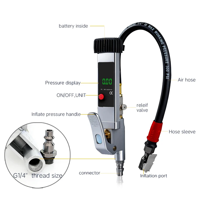 SEAPENG DP-708E digital tire pressure gauge battery inside detail