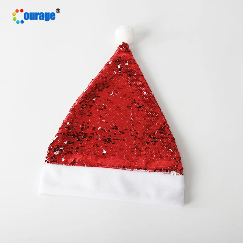 Зеленые, лидер продаж, уникальные сублимационные рождественские украшения с блестками, шляпа на заказ, детские шляпы