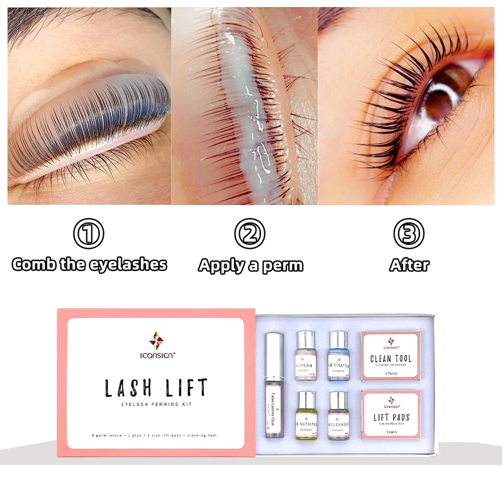 Kit Rehaussement Cils ICONSIGN Lash Lift - Pour Professionnel Et Usage Maison, Transparent, Neuf