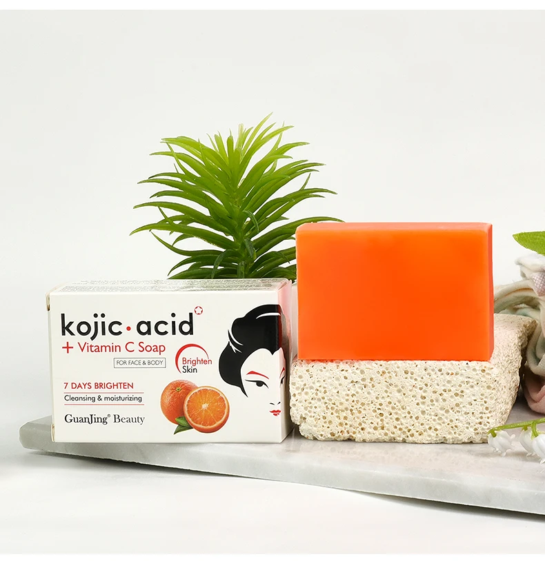 Guanjing Kojic Acid Soap Vitamin C Extract Deep Cleansing Even Skin Tone Brightening Skin Moisturizing Bathing Soap