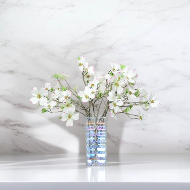 White Silk Real Touch Rose Bouquet Flowers Artificial Real Touch Rose Bush With Vase For Wedding Decoration