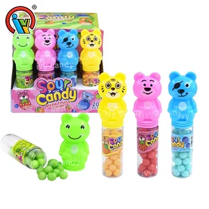 New Coming Cartoon Animals Shaped Bottle Puffed Candy Kids Toy Candy
