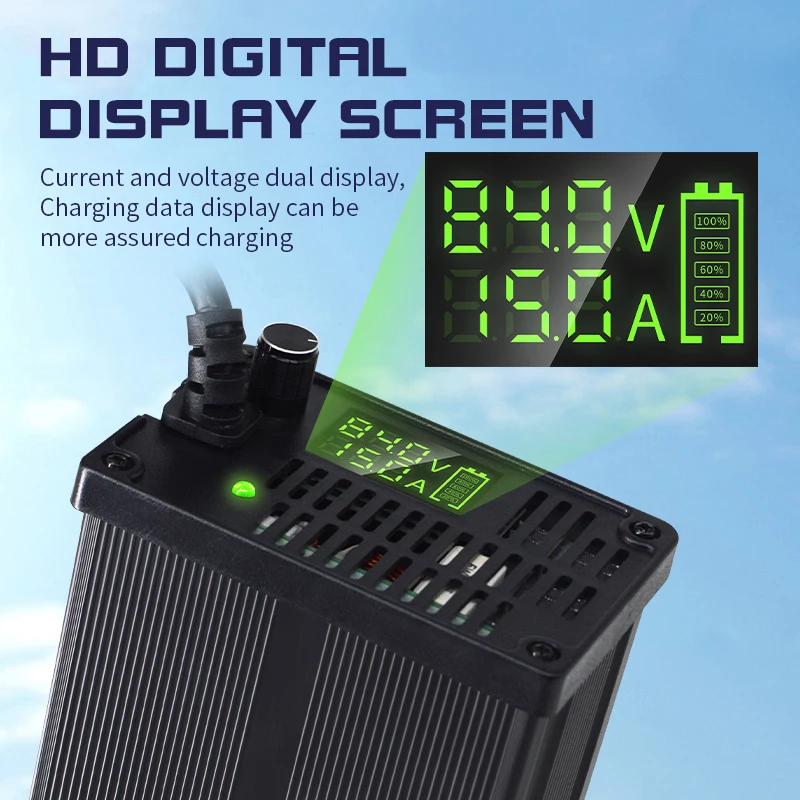 High-Power 48v 15a Aluminum Electric Car Battery Charger New Intelligent Adjustable Lithium Battery Charger with 220v Input factory