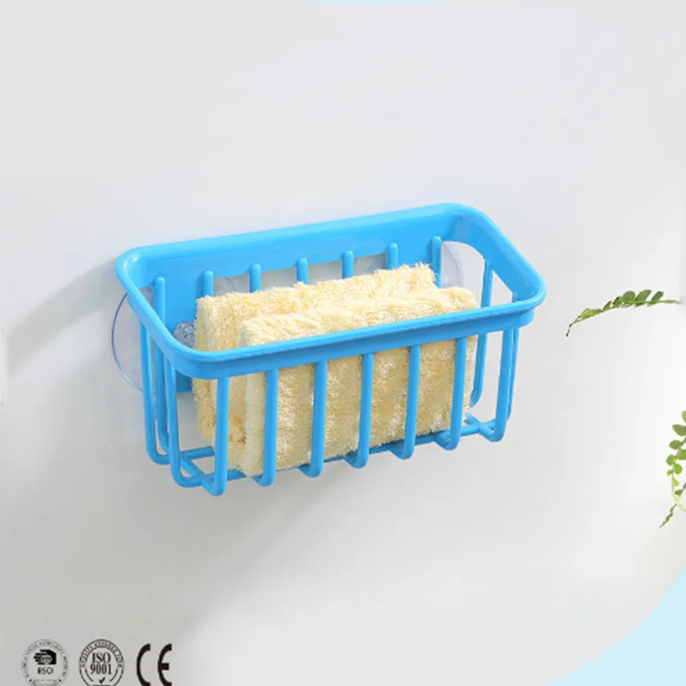Cross Border Wall Mounted Multifunctional Kitchen Double Suction Cup PP Plastic Durable Square Sink Storage Tier Racks