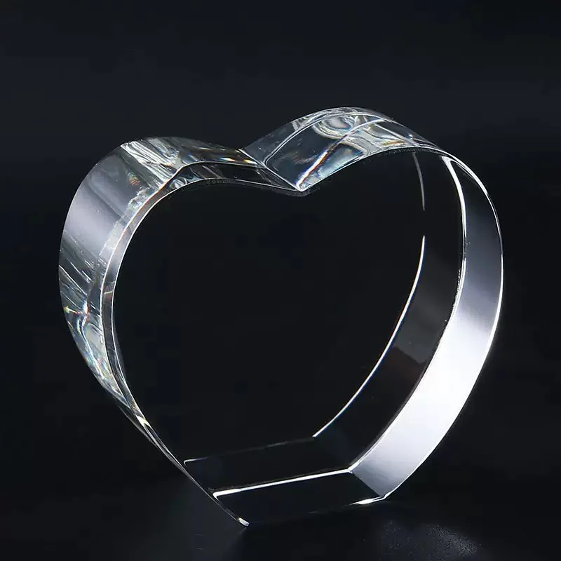 product small bridge wholesale creative clear glass blank heart customize 3d photo crystal heart for engraving souvenirs gift-5