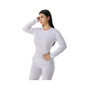 Women Gym Women's Custom Logo Active Compression Workout Top Long Sleeved Mesh Yoga Clothing for Gym  Yoga Wear