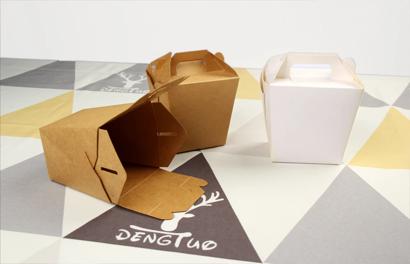 Custom Logo Eco-friendly Disposable Paper Food Container Square Food Pail for Noodles details