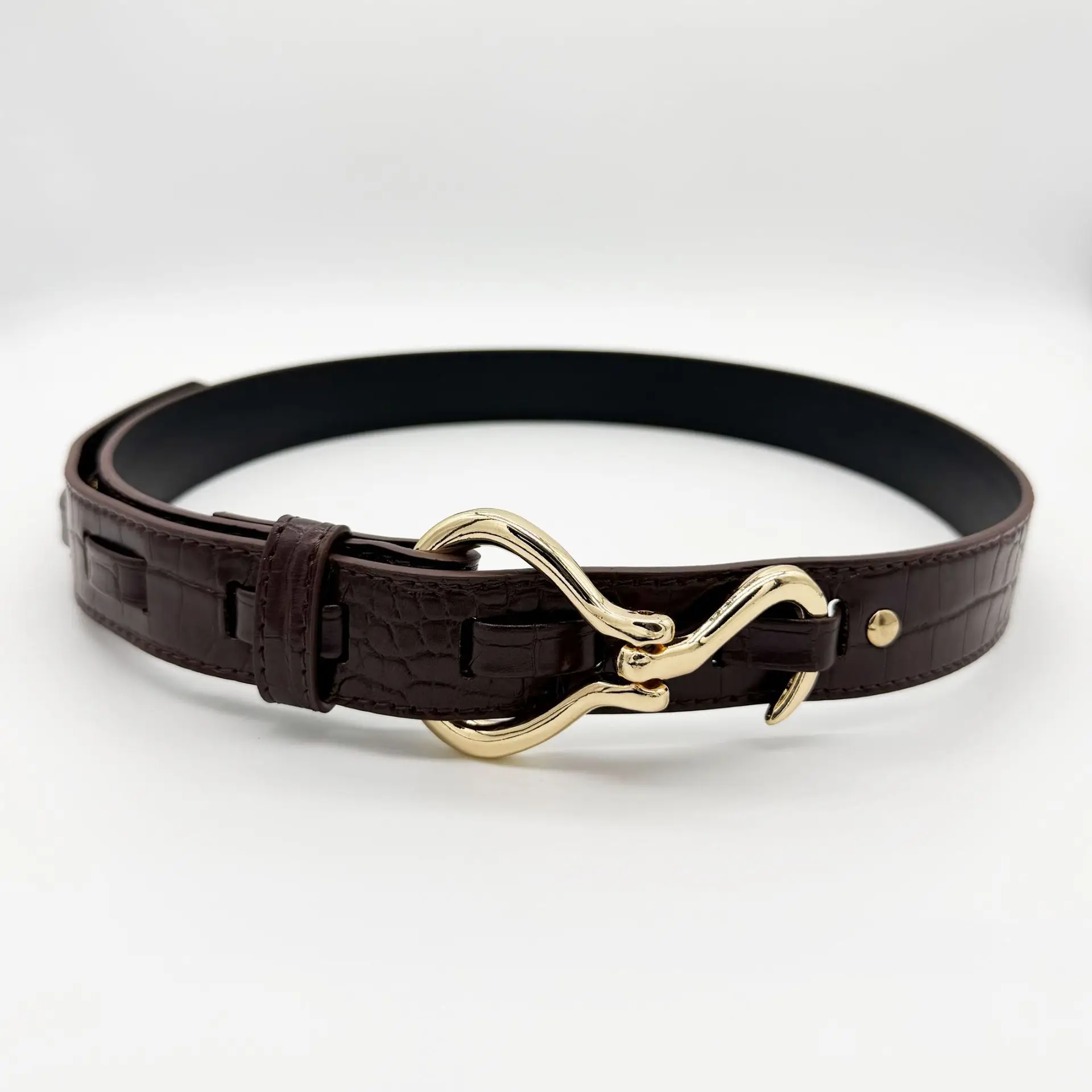 2026 New Fashion Design Women's With No-Hole Hook Solid Alloy Buckle, Heavy-Duty Versatile Jeans Belt_voghion.com