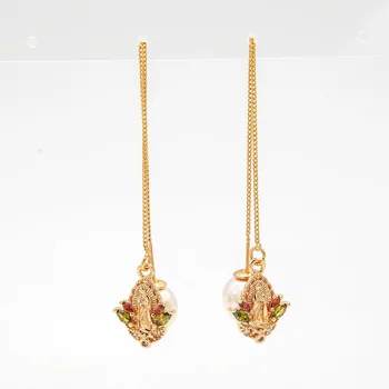 Latest Designs 1 Gram Crystal 24K Gold Earrings For Wedding