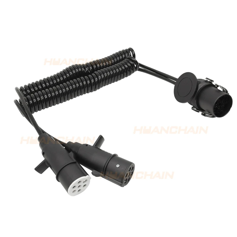 7 Core 7 Way 15pin To 2/7pin Coiled Cable Trailer Tractor Car Ebs