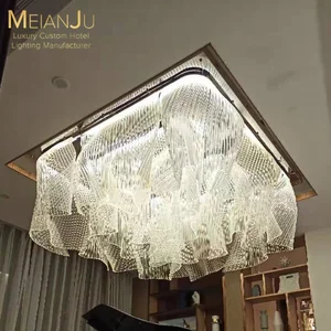 Custom Large Acrylic Fluid Chandelier Classic Hotel Villa Louvre Art Light Artistic Masterpiece Pendant for Master Bedroom