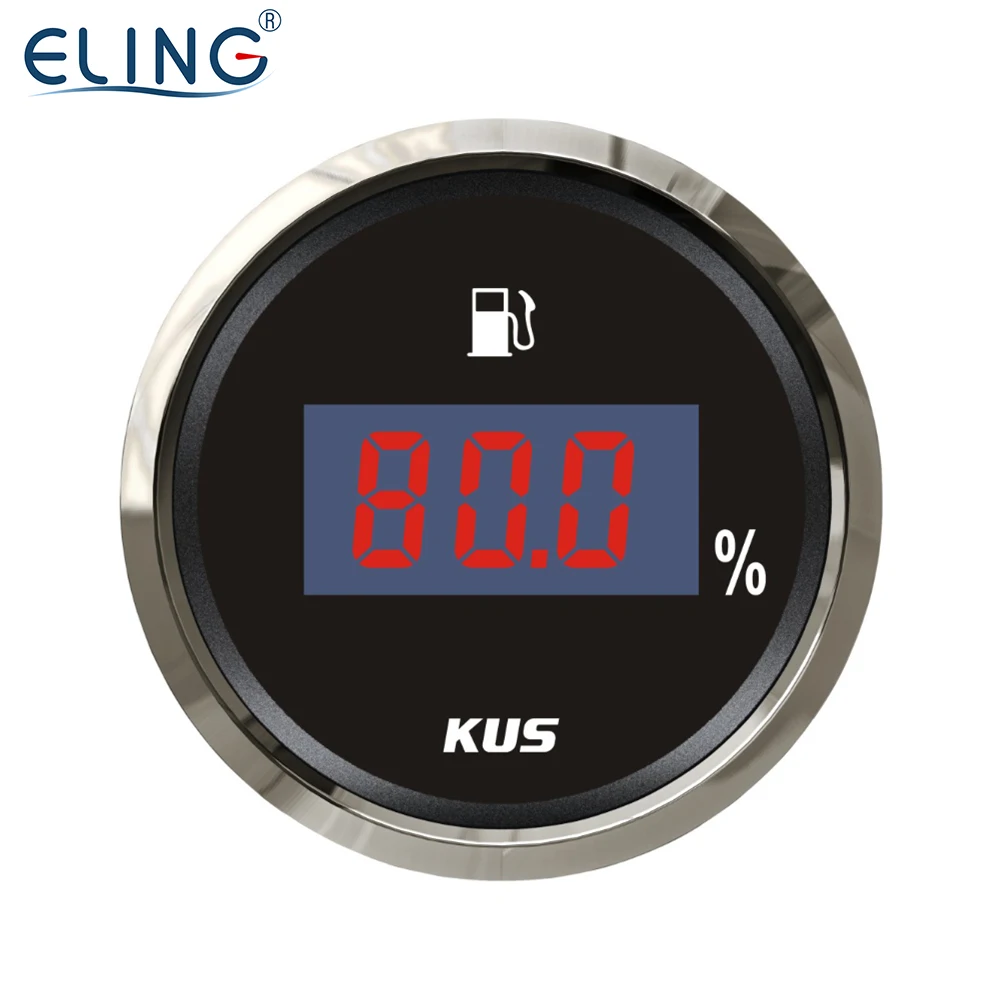 KUS 2" Digital Engine Fuel Level Gauge 0-190ohm 240-33ohm for Car Racing Cargo Ships VAN Vessels With Backlight 12V 24V 52mm
