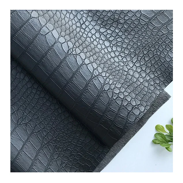 Wholesale 1 mm Thick Embossed Crocodile 3D Texture Rexine Artificial Synthetic Faux PU Leather Shoe Fabric for Shoes Making