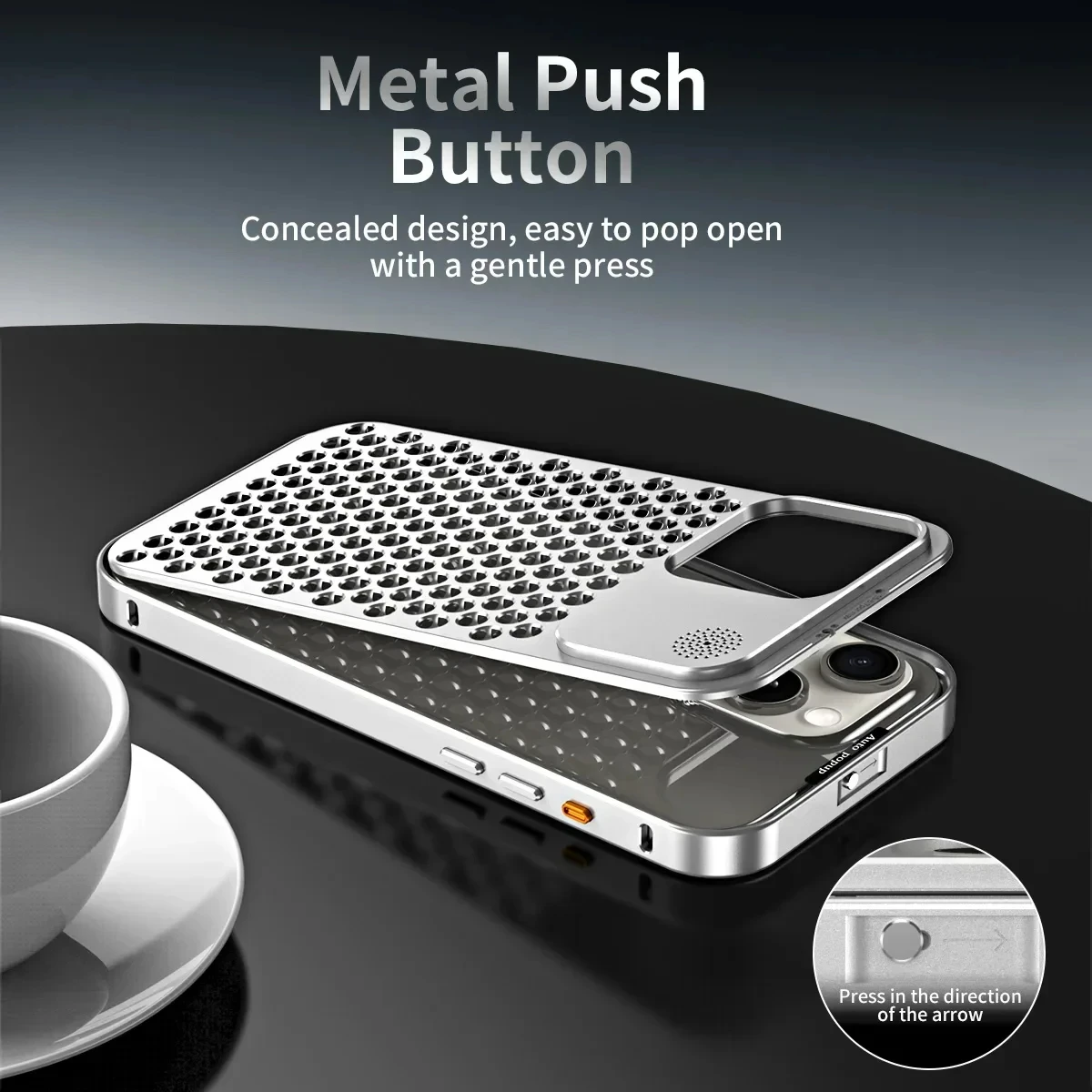 Amazing Aluminum Alloy Supercooling Hollow Metal Phone Case For Iphone 15 14 13 12 Pro Max 7866