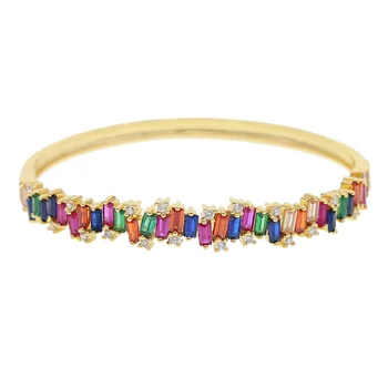 luxury inner 56-58mm diameter 17-18cm rainbow baguette firework cz women lady gorgeous bangle bracelet