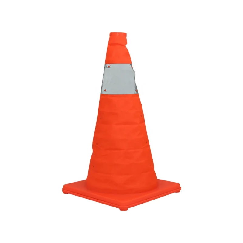 45CM Flexible Foldable Reflective PVC Plastic Traffic Cone Collapsible High-Intensity Prismatic IP68 Rated Traffic Safety Cone