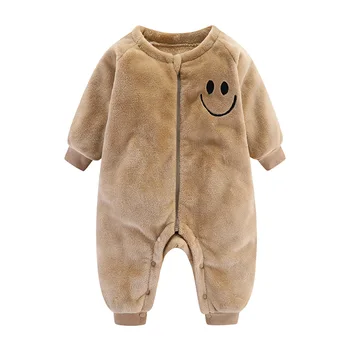 Round Neck Long-sleeved Romper Romper Baby Clothes Snap Open File Warm Pajamas Baby Jumpsuit