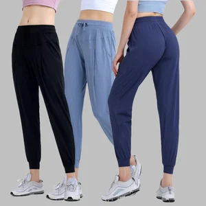 Women's Plus Size Casual Sports Pants Elastic Waist Loose Breathable Quick-Drying Fitness Rope-Drawing Running Jogging Pants