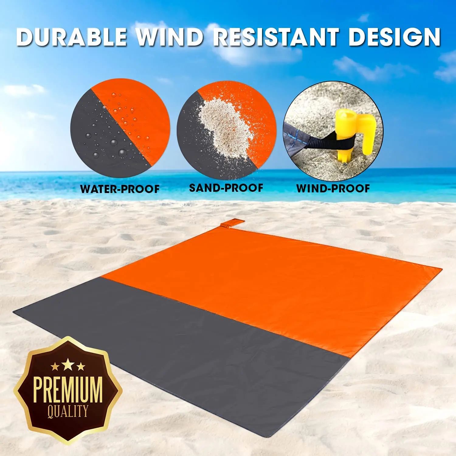 Oversize Sand Free Beach Mat Waterproof Camping Beach Blanket Pocket