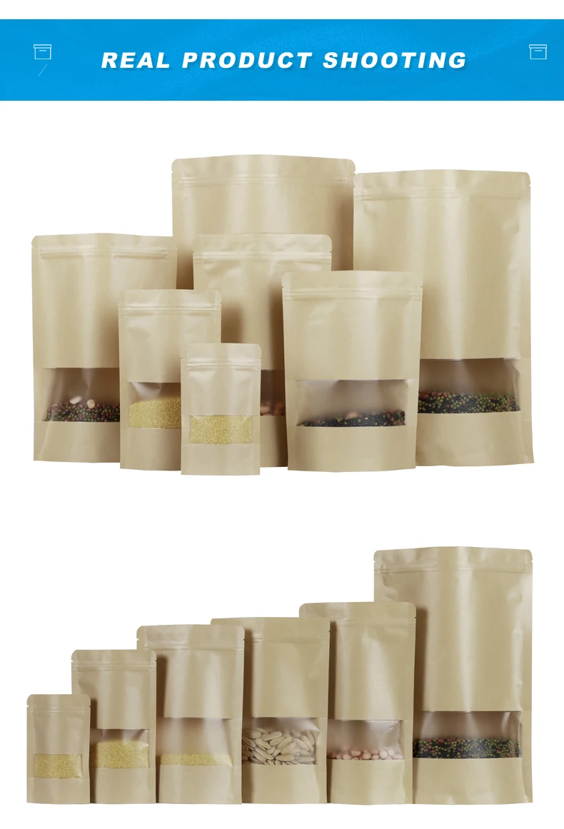 Stand Up Zipper Laminated Kraft Paper Coffee Beans Packing Bags With Degassing Valve