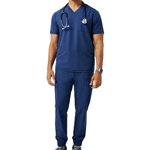 Men's and Women's Short Sleeve Nurse Joggers Scrubs Suit Hospital Uniforms Medic Scrubs Woven Fabric Scrubs Uniforms Sets