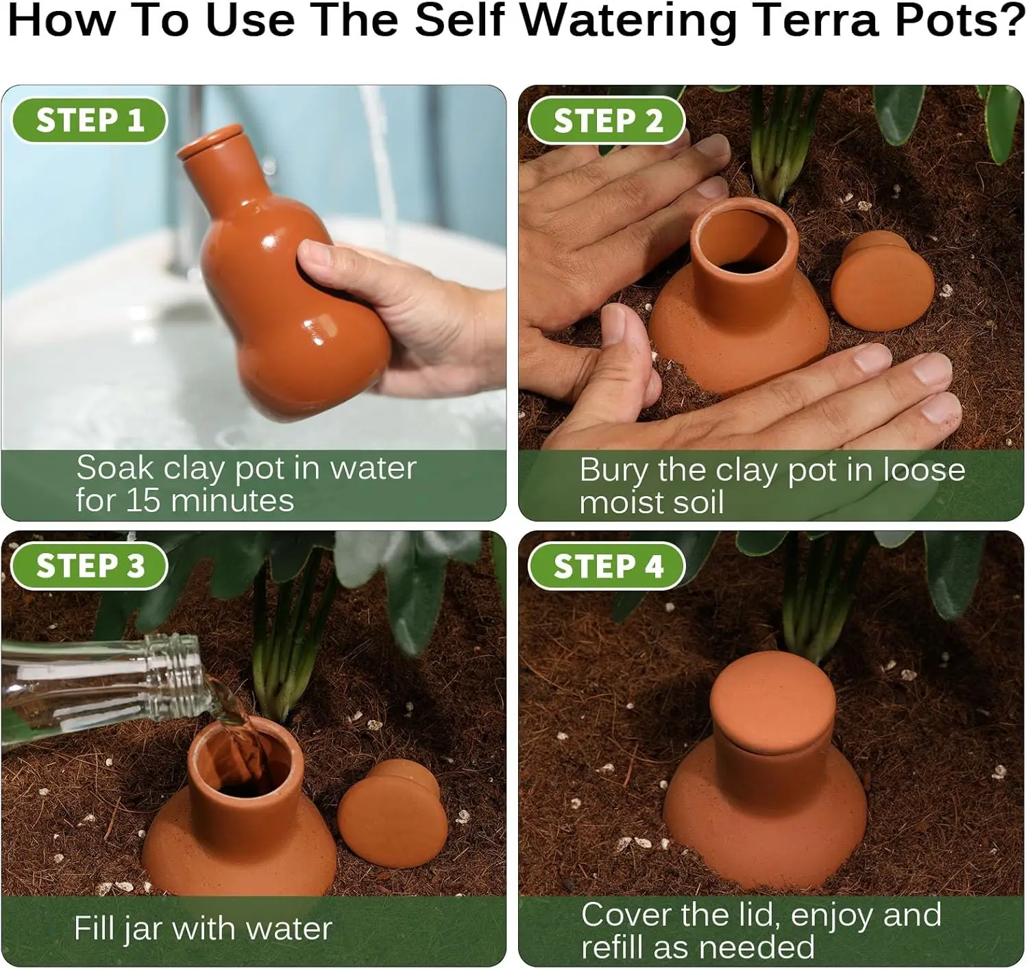 Handmade Customized Terracotta Watering Pots Lid 2 Slow Release Self Watering Globes Clay Root Dripping Garden Irrigation