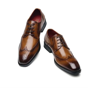 High Quality Men Genuine Leather Formal Shoes ,Brogue Leather Dress Shoes