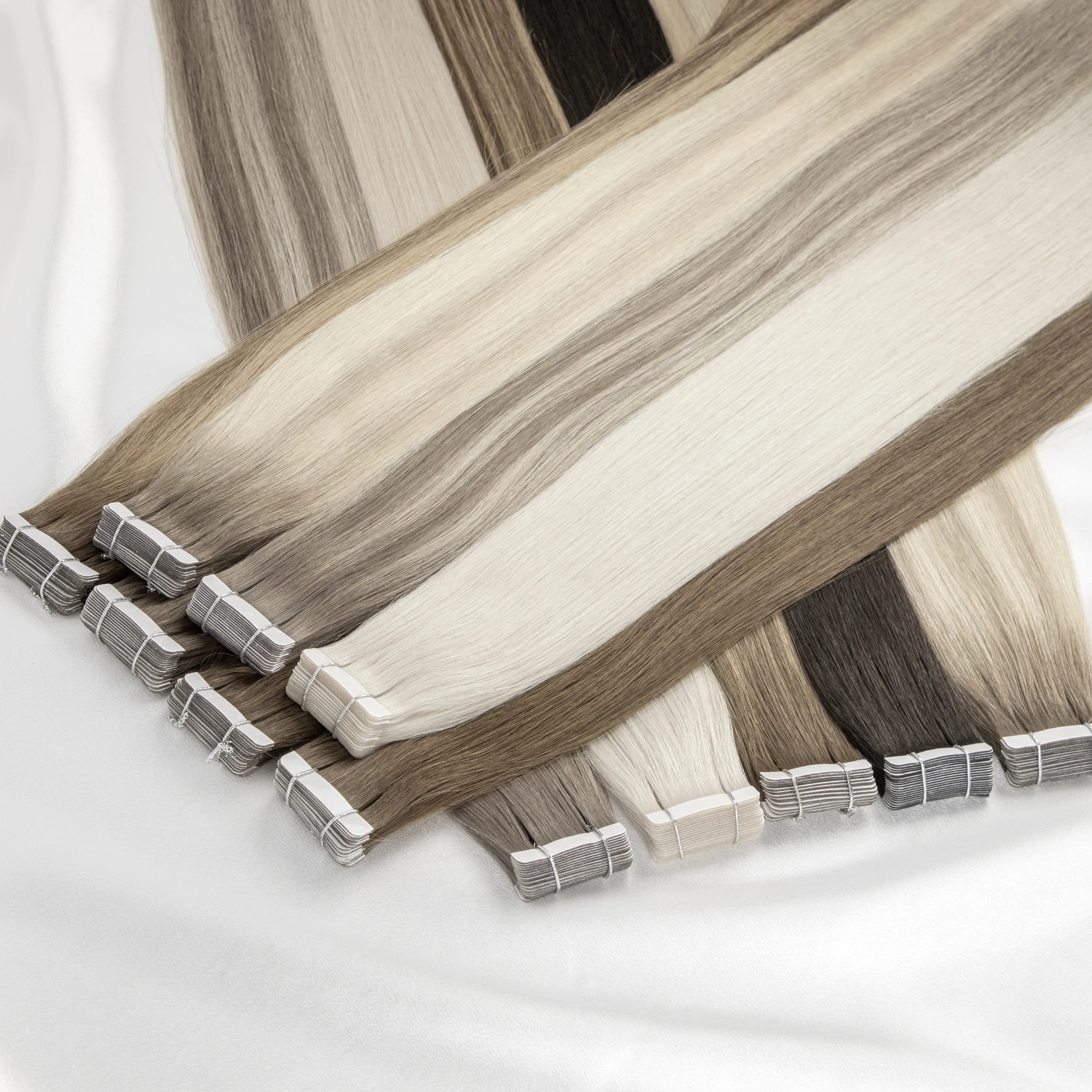 product leshine double drawn tape hair extensions cuticle aligned tape in extensions raw hair-3