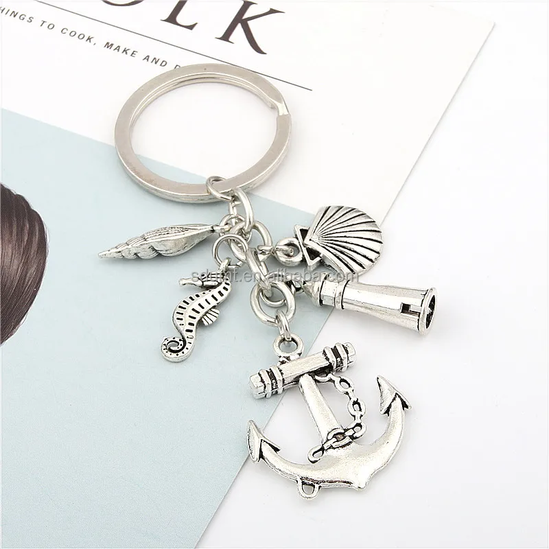 Fashion Key Ring Hip Hop Arrow Fish Hook Creative Handmade Alloy Fish Hook Key Chain Anchor