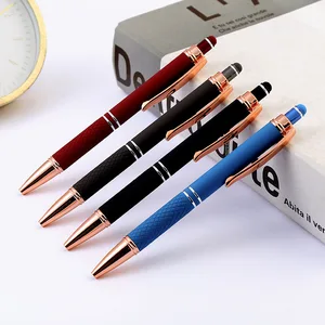 Wholesale Multi-color Rubber Metal Ballpoint Pen With the Stylus Writing Stationery Advertising Custom Printed Logo for Gift