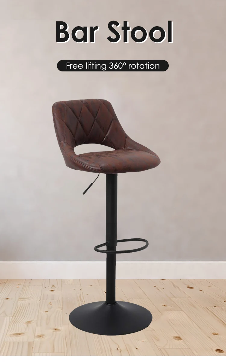 Vintage Industrial Bar Stool Height Adjustable Bar High Chair Metal Bar