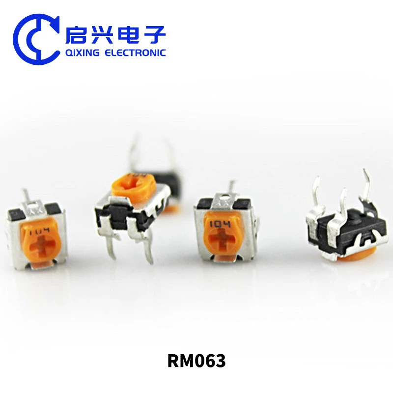 RM063 yellow single turn carbon film trimmer potentiometer 500 ohm 1k 5K 50K 100k 500K 1M adjustable resistor