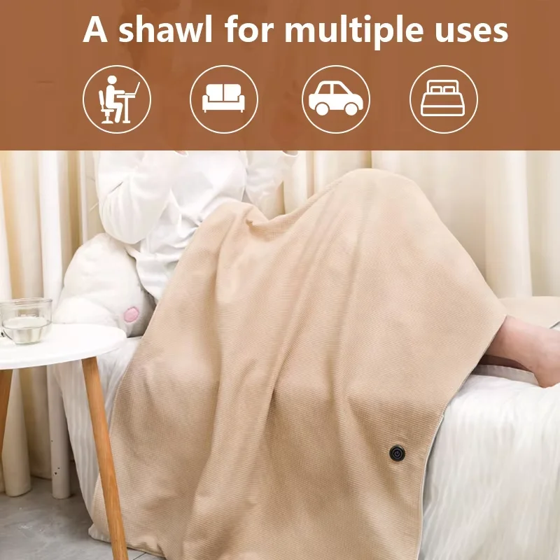 Electric Heated Shawl Warmer Blanket with Graphene Heating Elements Three-Speed USB-Powered Heating for Vehicles Outdoor Camping 6