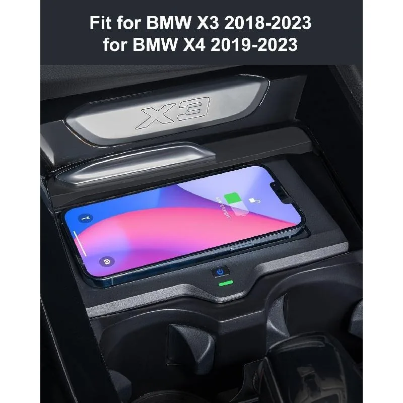 BTFWM Supporto di Ricarica for Caricabatterie Wireless Qi Veloce da 15 W, for BMW, for Serie 3 4 F30 F31 F32 F33 F34 F35 F36 M4 F82 Tappetino di Ricarica Wireless (Size
