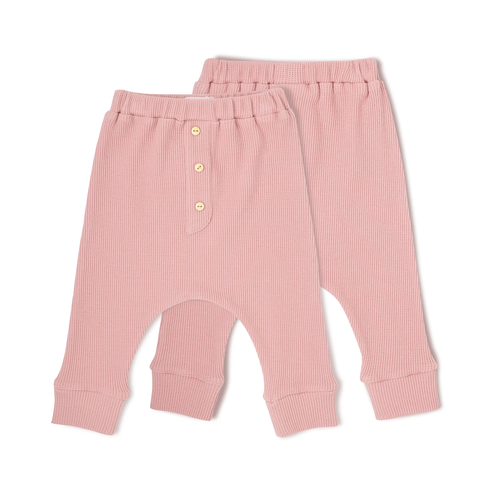 Детские шаровары из вафельного хлопка, с деревянными пуговицами