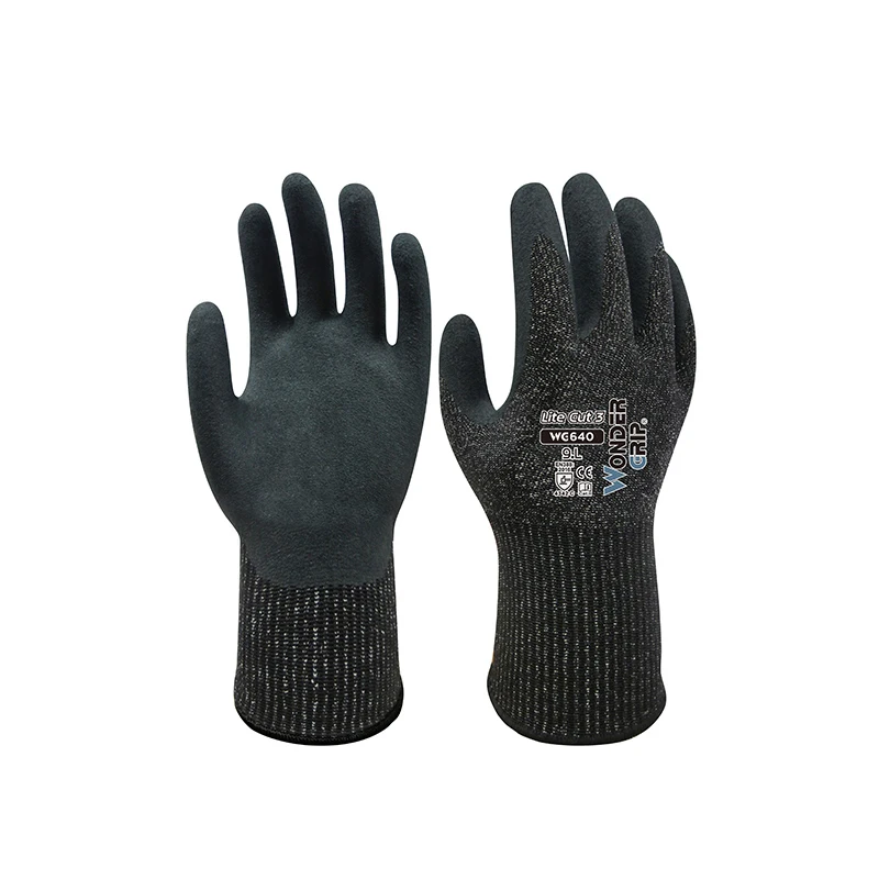 WG-640 DEXCUT lightweight class C cut-resistant work gloves  nylon spandex mineral fiber  nitrile rubber work gloves