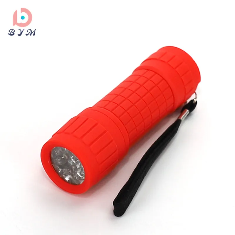 FLGH002 Mini LED Torch Light Promotion Giveaways 9 LED Cheap Plastic COB Flashlights for Outdoor